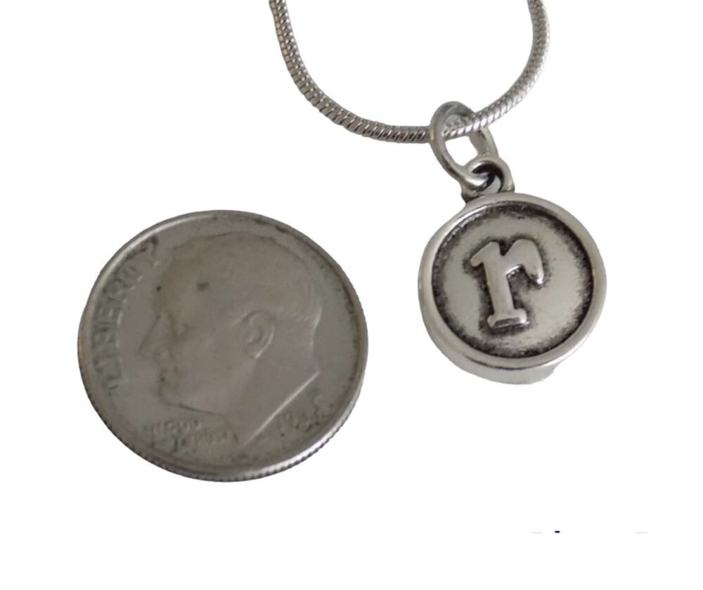 Initial R pendant on 18" Silver Plated Snake Chain Necklace NWOT